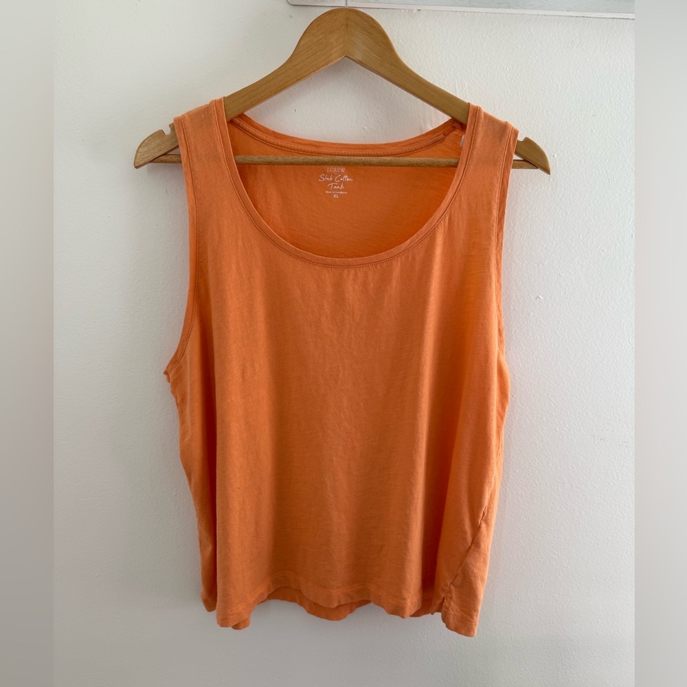 J.Crew Slub Cotton Tank Top XL – Orange Sleeveless Lightweight Summer Basic